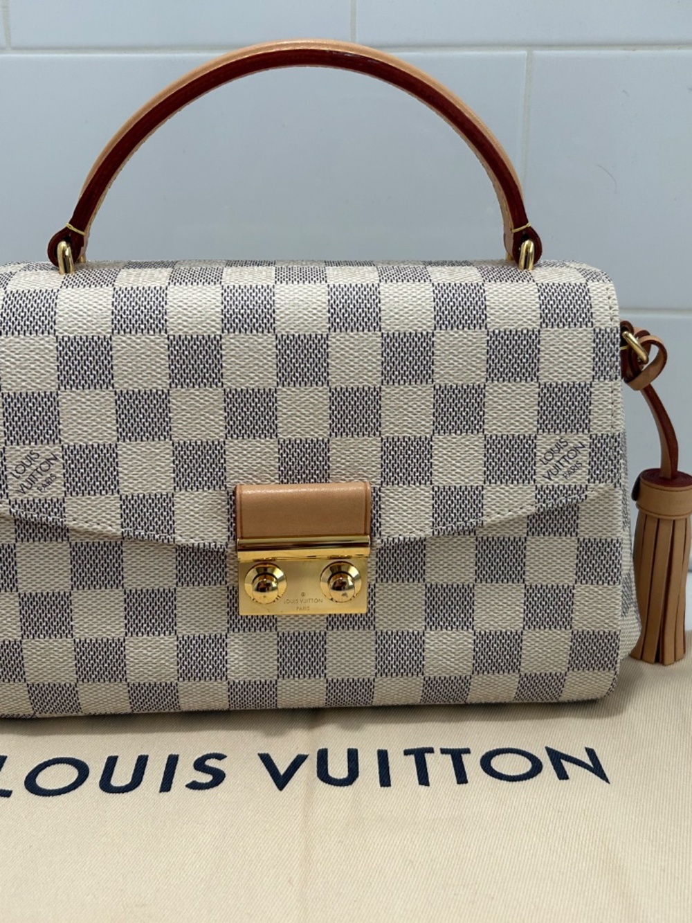 (SOLD).        Louis Vuitton Damier Azur Croisette w/Insert and Dust Bag